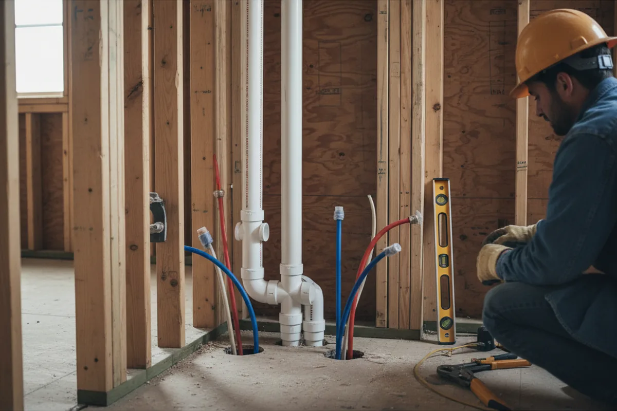 Drain and supply rough-in during Drain Cleaning in Lawrenceburg